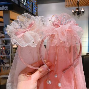 Children's Crown Birthday Party Party Headyarn Headband New Lace Flower Girl Diamond Pearl Hair Accessories
