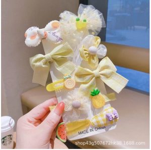 Girls' Hairpin Children's Female Hairpin Headdress Little Girl's Bow Hair Accessories Baby's Flower Bangs Broken Hair BB Clip