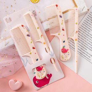Cute Cartoon Hair Comb Children's Baby Wooden Comb Teeth Pointed Tail Comb Mini Portable Animal Pattern Set Comb