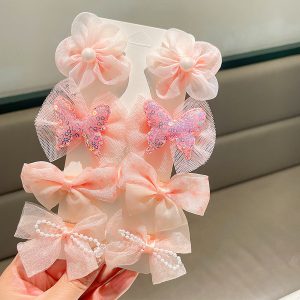 Sweet Cute Bow Flower Hairpin Girl Double Ponytail