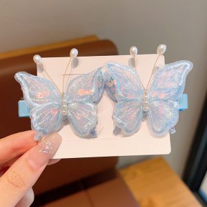 Super Immortal Children's Embroidered Butterfly Hairpin Girls' Cute Antique Hanfu Headwear Hairpin Princess Bangs Side Clip